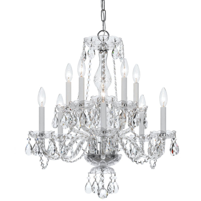 Traditional Crystal 10 Light Clear Crystal Polished Chrome Chandelier - Chandeliers