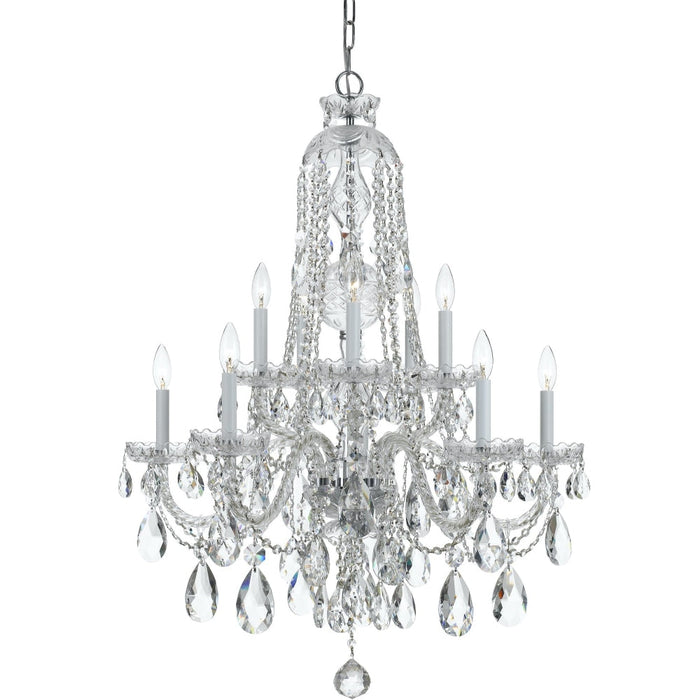 Traditional Crystal 10 Light Clear Crystal Polished Chrome Chandelier - Chandeliers