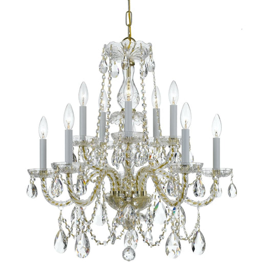 Traditional Crystal 10 Light Clear Spectra Crystal Polished Brass Chandelier - Chandeliers