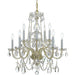 Traditional Crystal 10 Light Clear Swarovski Strass Crystal Polished Brass Chandelier - Chandeliers