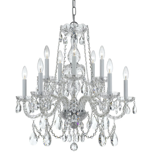 Traditional Crystal 10 Light Swarovski Strass Crystal Polished Chrome Chandelier - Chandeliers