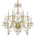 Traditional Crystal 12 Light Clear Crystal Polished Brass Chandelier - Chandeliers