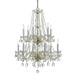 Traditional Crystal 12 Light Clear Crystal Polished Brass Chandelier - Chandeliers