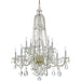 Traditional Crystal 12 Light Clear Crystal Polished Brass Chandelier - Chandeliers