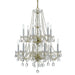 Traditional Crystal 12 Light Clear Crystal Polished Brass Chandelier - Chandeliers