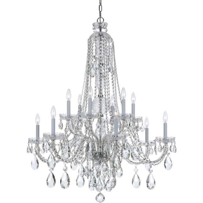 Traditional Crystal 12 Light Clear Crystal Polished Chrome Chandelier - Chandeliers
