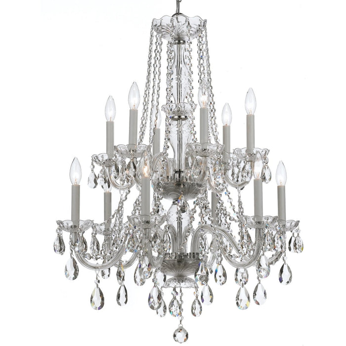 Traditional Crystal 12 Light Clear Crystal Polished Chrome Chandelier - Chandeliers