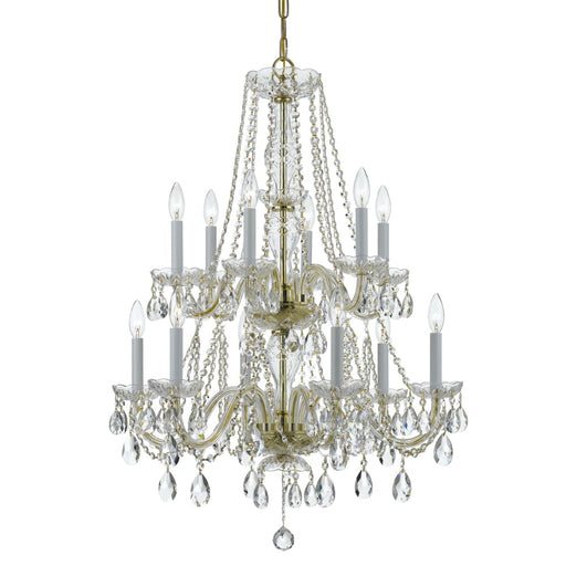 Traditional Crystal 12 Light Spectra Crystal Polished Brass Chandelier - Chandeliers