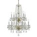 Traditional Crystal 12 Light Swarovski Strass Crystal Polished Brass Chandelier - Chandeliers