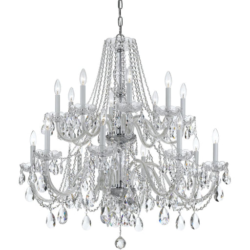 Traditional Crystal 16 Light Clear Swarovski Strass Crystal Polished Chrome Chandelier - Chandeliers