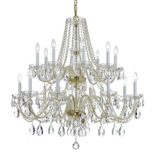 Traditional Crystal 16 Light Spectra Crystal Polished Brass Chandelier - Chandeliers