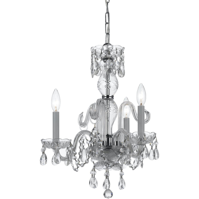 Traditional Crystal 3 Light Clear Crystal Polished Chrome Mini Chandelier - Chandeliers