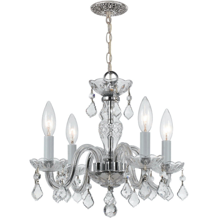 Traditional Crystal 4 Light Clear Italian Crystal Polished Chrome Mini Chandelier - Chandeliers