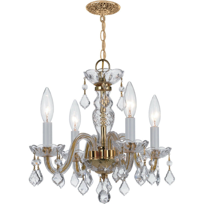 Traditional Crystal 4 Light Clear Crystal Polished Brass Mini Chandelier - Chandeliers