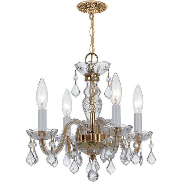 Traditional Crystal 4 Light Clear Spectra Crystal Polished Brass Mini Chandelier - Chandeliers