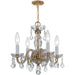 Traditional Crystal 4 Light Clear Swarovski Strass Crystal Polished Brass Mini Chandelier - Chandeliers