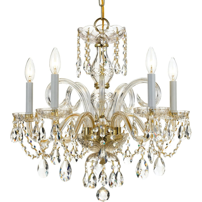 Traditional Crystal 5 Light Crystal Polished Brass Chandelier - Chandeliers