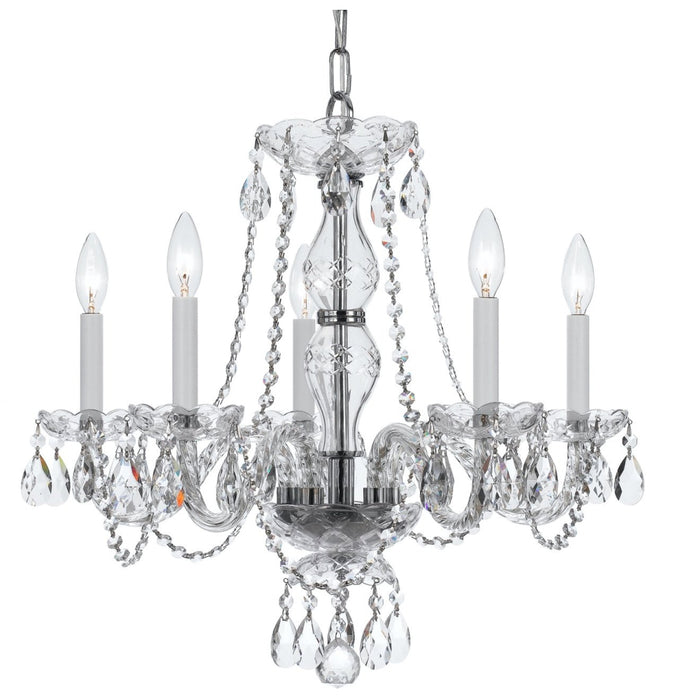Traditional Crystal 5 Light Crystal Polished Chrome Chandelier - Chandeliers