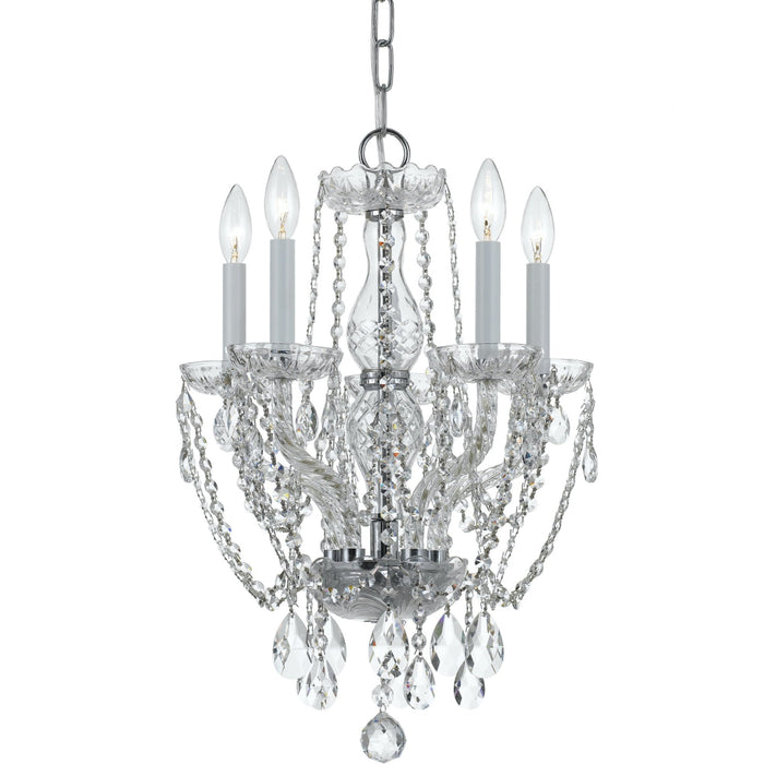 Traditional Crystal 5 Light Crystal Polished Chrome Mini Chandelier - Chandeliers