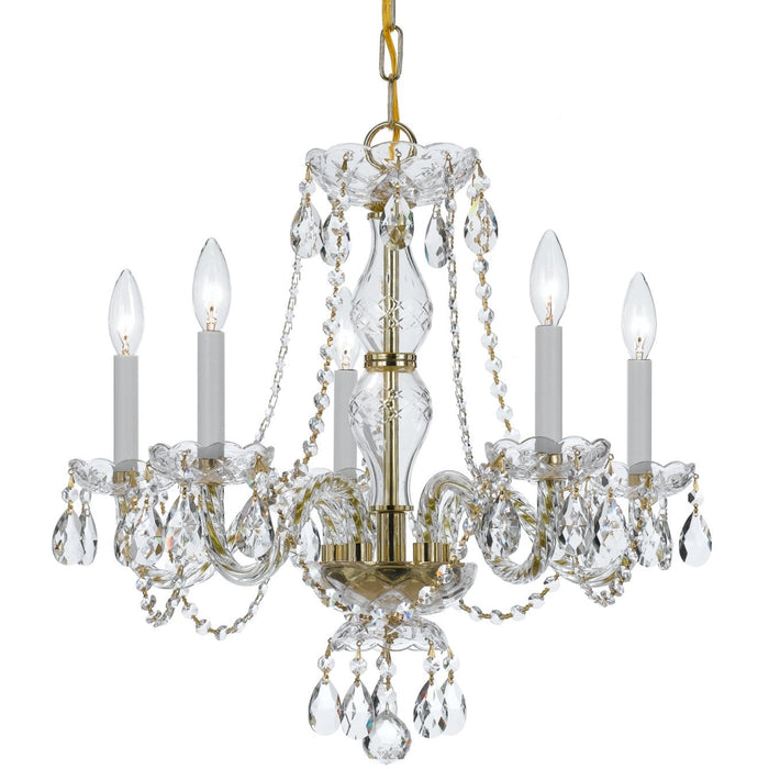 Traditional Crystal 5 Light Spectra Crystal Polished Brass Chandelier - Chandeliers
