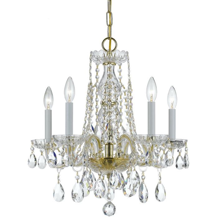 Traditional Crystal 5 Light Spectra Crystal Polished Brass Mini Chandelier - Chandeliers