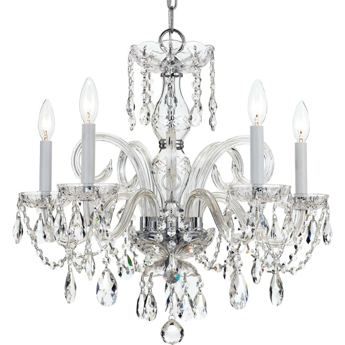 Traditional Crystal 5 Light Swarovski Strass Crystal Polished Chrome Chandelier - Chandeliers