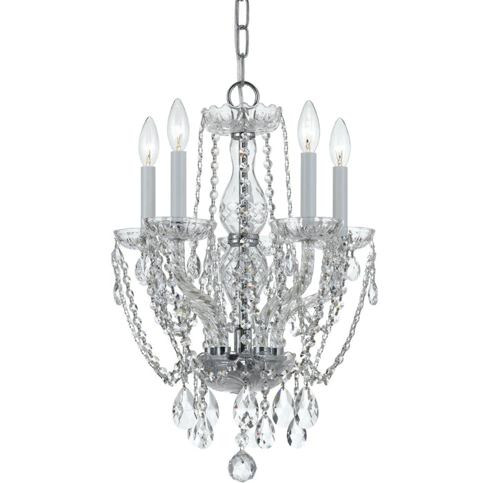 Traditional Crystal 5 Light Swarovski Strass Crystal Polished Chrome Mini Chandelier - Chandeliers
