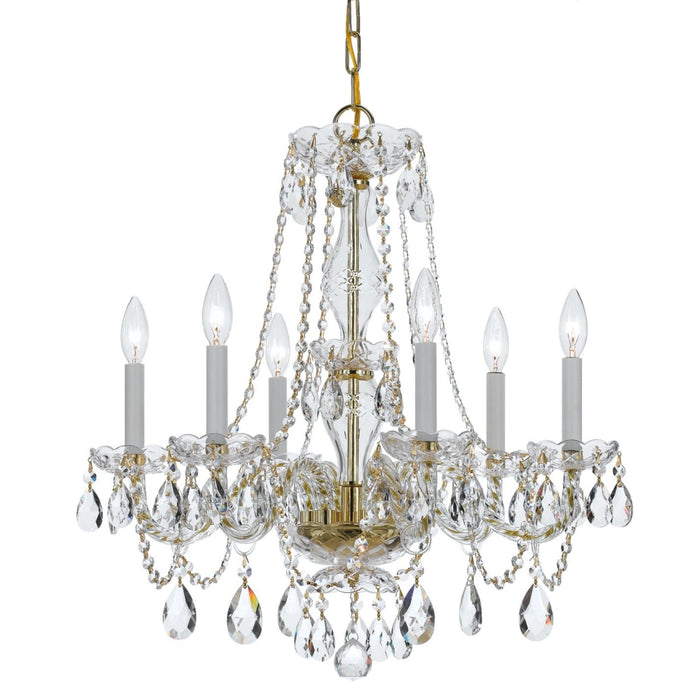 Traditional Crystal 6 Light Crystal Polished Brass Chandelier - Chandeliers
