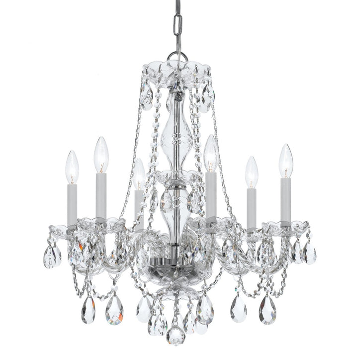 Traditional Crystal 6 Light Swarovski Strass Crystal Polished Chrome Chandelier I - Chandeliers