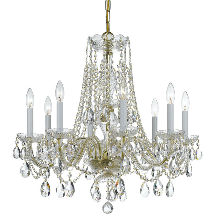 Traditional Crystal 8 Light Spectra Crystal Polished Brass Chandelier - Chandeliers
