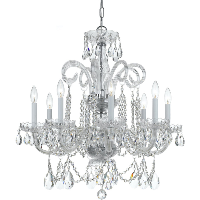 Traditional Crystal 8 Light Swarovski Strass Crystal Polished Chrome Chandelier - Chandeliers