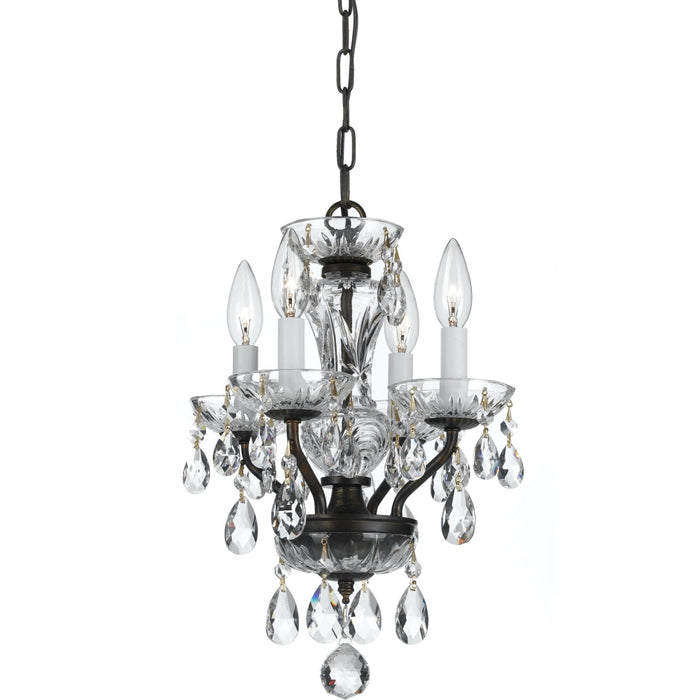 Traditional Crystal Swarovski Strass 4 Light English Bronze Mini Chandelier - Chandeliers