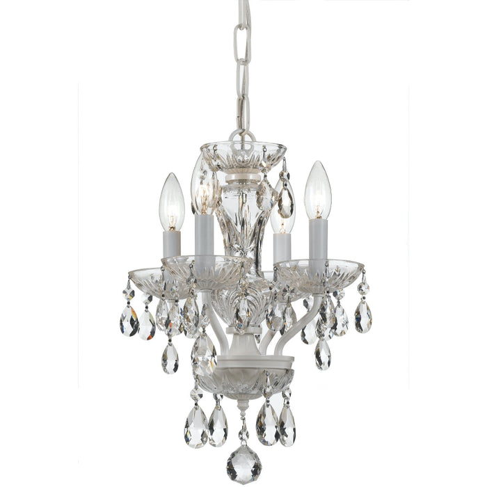 Traditional Italian Crystal 4 Light Wet White Mini Chandelier - Chandeliers