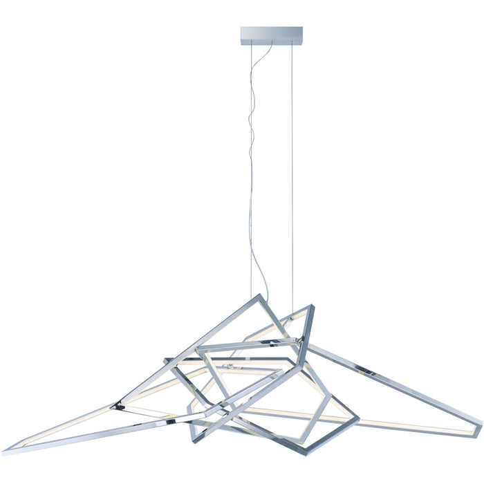 Trapezoid Polished Chrome LED Single Pendant - Pendants