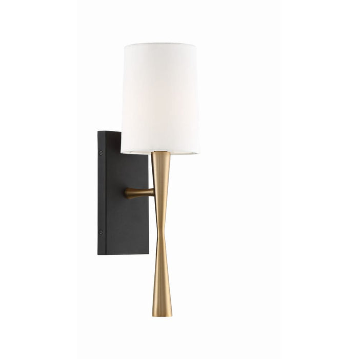 Trenton 1 Light Aged Antique Brass and Black Forged Wall Mount - Wall Sconces