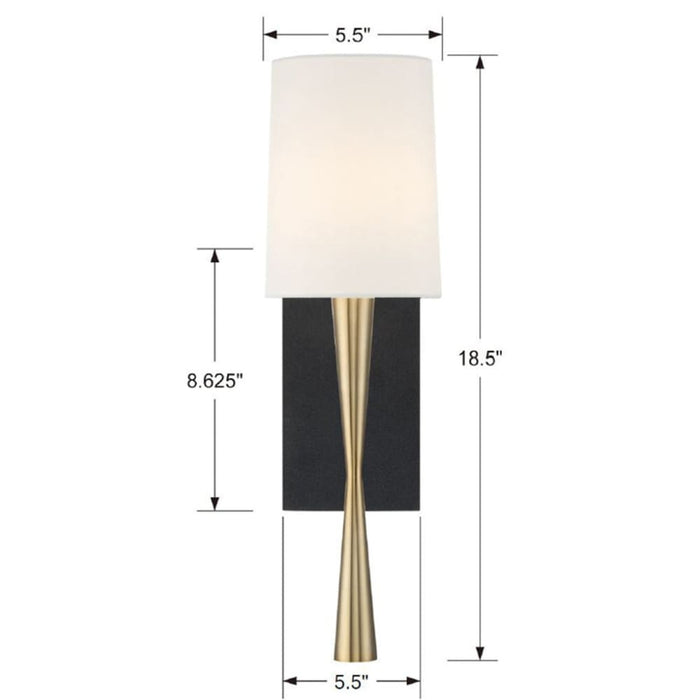Trenton 1 Light Aged Antique Brass and Black Forged Wall Mount - Wall Sconces