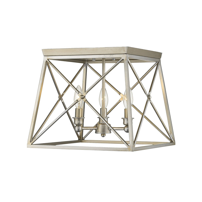 Trestle Antique Silver 3 Light Flushmount 447F14-AS | theLightShop