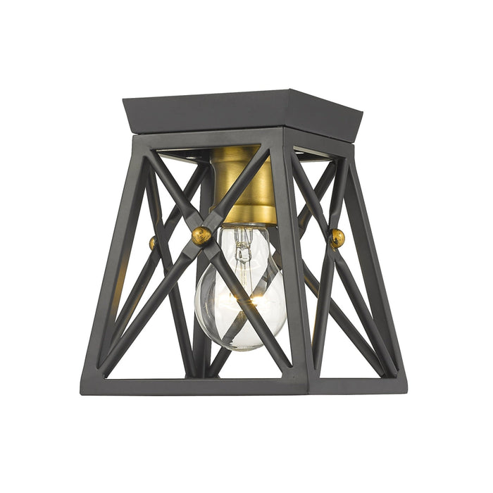 Trestle Matte Black Olde Brass 1 Light Flushmount | theLightShop