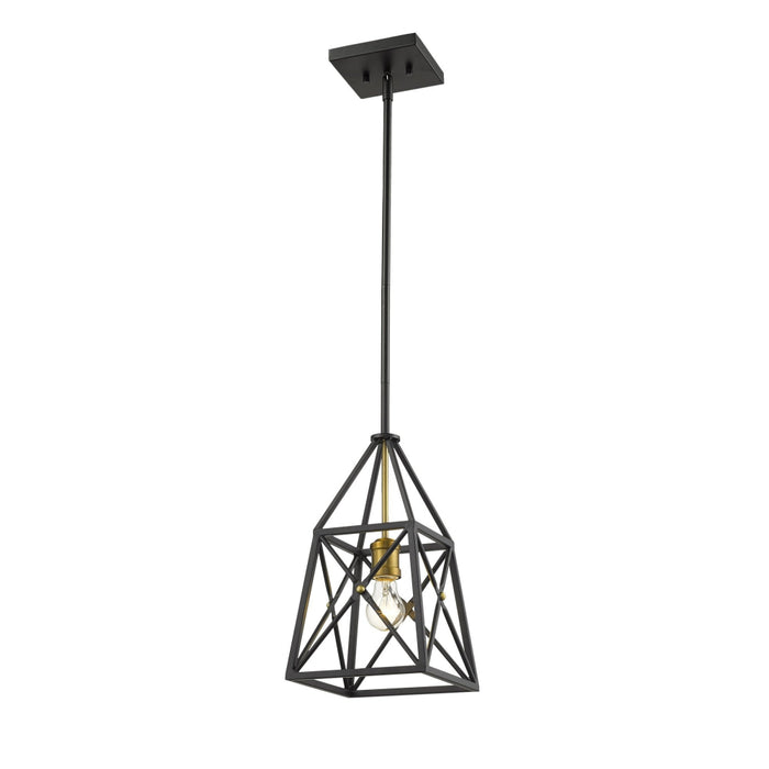 Trestle Matte Black Olde Brass 1 Light Mini-Pendant | theLightShop