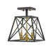 Trestle Matte Black Olde Brass 3 Light Semi-Flushmount | theLightShop