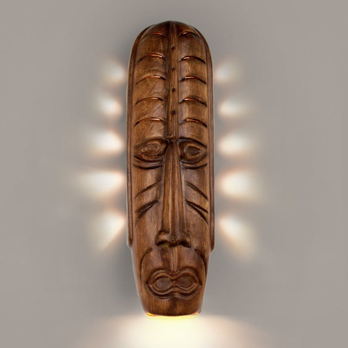 Tribal Mask Amber Palm Wall Sconce - Wall Sconce