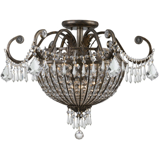 Vanderbilt 9 Light Clear Hand Cut English Bronze Ceiling Mount - Ceiling Mount