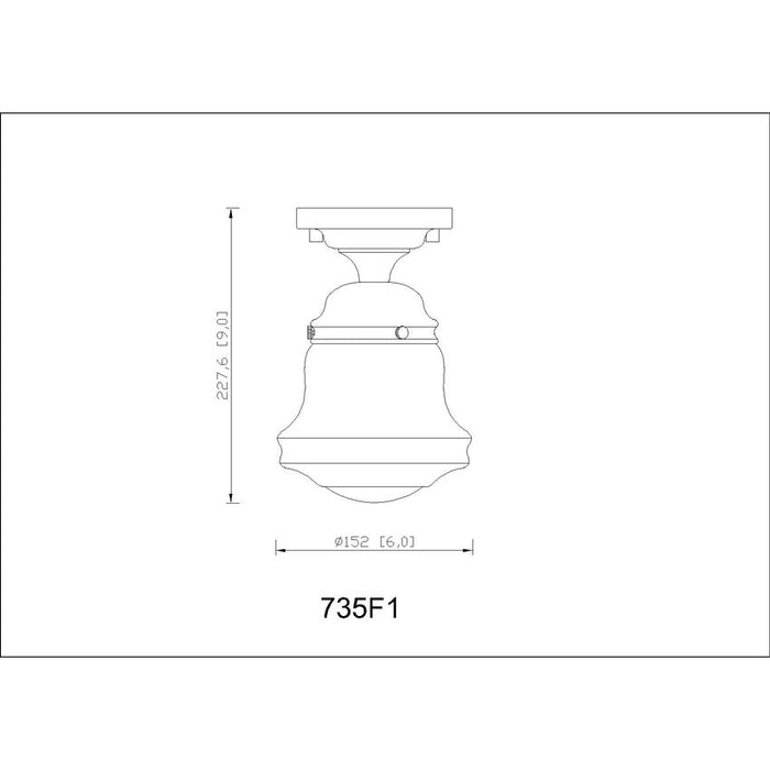 Vaughn Brushed Nickel 1 Light 9 Inch Semi-Flushmount Z-Lite 735F1-BN | theLightShop