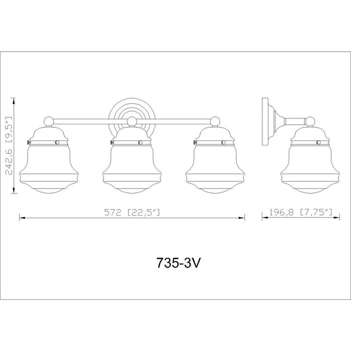 Vaughn Luxe Gold 3 Light Vanity Light Z-Lite 735-3V-LG | theLightShop