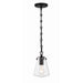 Voss Matte Black 1 Light Mini Pendant Crystorama VSS-7002-MK