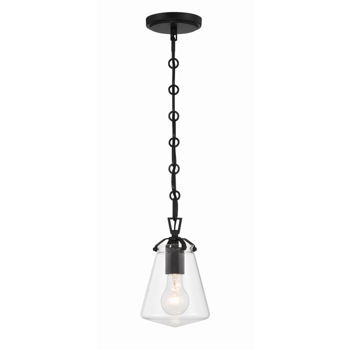 Voss Matte Black 1 Light Mini Pendant Crystorama VSS-7002-MK