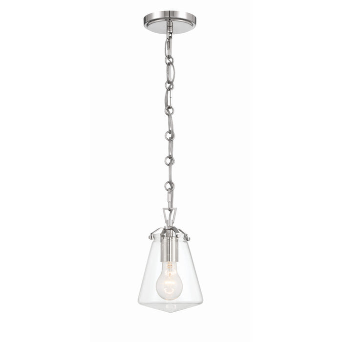 Voss Polished Nickel 1 Light Mini Pendant Crystorama VSS-7002-PN