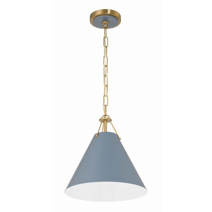 Xavier Vibrant Gold Blue 1 Light Mini Pendant Crystorama XAV-B8301-VG-BL