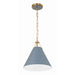 Xavier Vibrant Gold Blue 1 Light Mini Pendant Crystorama XAV-B8301-VG-BL