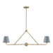 Xavier Vibrant Gold Blue 2 Light Linear Chandelier Crystorama XAV-B9302-VG-BL